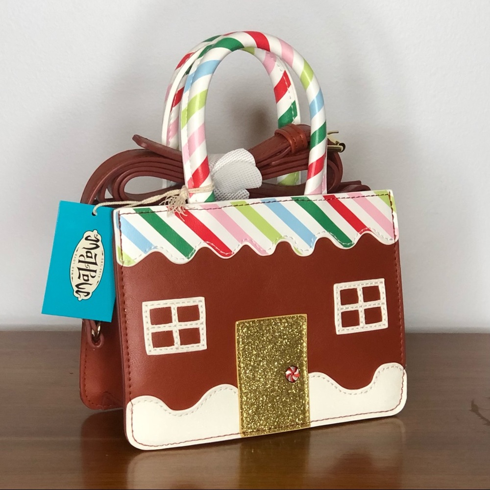 New! (1) Mad Love Gingerbread House Holiday Top Handle Crossbody Purse